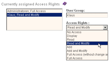 change access rights